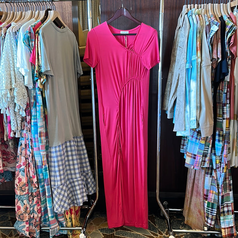 Madi-Braid Column Dress, Magenta