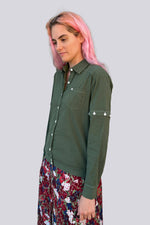 CASSID-OVRD Upcycled Overdyed 2-way Cassidy Shirt, Forest