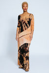 Camryn-RvsD Upcycled V-neck Column Dress, Brown