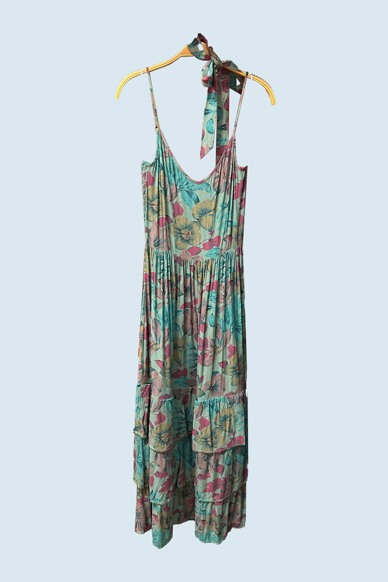 Kaile-Midi Convertible Dress, Teal Floral
