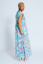 Kimberann Upcycled Patchwork Maxi Dress, Turq/Pink