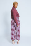 Jules Handwoven Sack Pants, Maroon Check