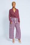 Jules Handwoven Sack Pants, Maroon Check