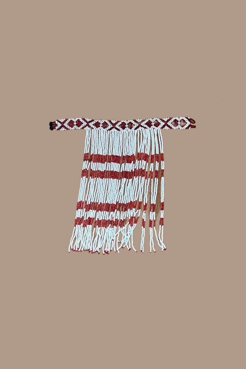 Lemlunay Tribal Beaded Necklace, 6-Wht/Red