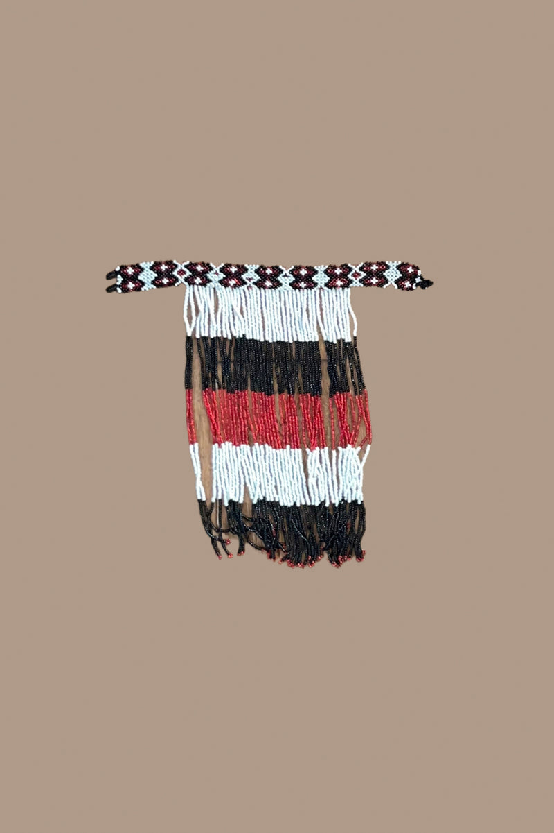 Lemlunay Tribal Beaded Necklace, 7-Wht/Blk/Red