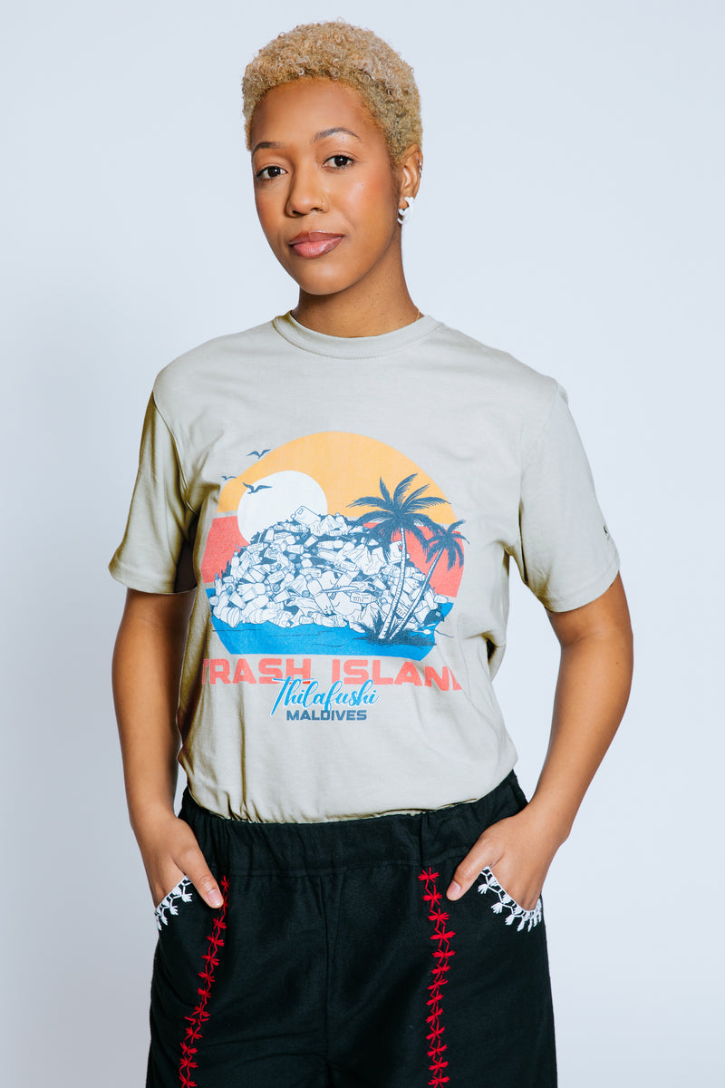 Trash Island Sunset T-shirt, Dolphin Grey