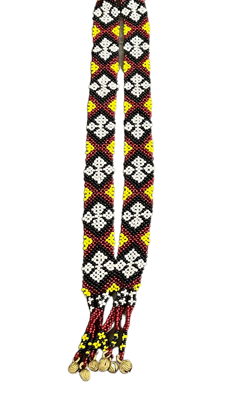 Dulay Tribal Beaded Necklace, Red/Blk/Ylw
