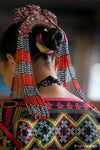 Lemlunay Tribal Beaded Necklace, 3-Wht/Red/Gld