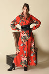 Christine Upcycled Hand-Painted Maxi Shirt Dress, Majestic Rose