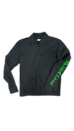 Cassi-Print Upcycled Hand-Painted 2-way Shirt, Black/Green