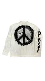 Cassi-Print Upcycled Hand-Painted 2-way Shirt, Ivory/Black