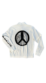 Cassi-Print Upcycled Hand-Painted 2-way Shirt, Ivory/Black