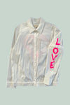 Cassi-Print Upcycled Hand-Painted 2-way Shirt, Ivory/Hot Pink