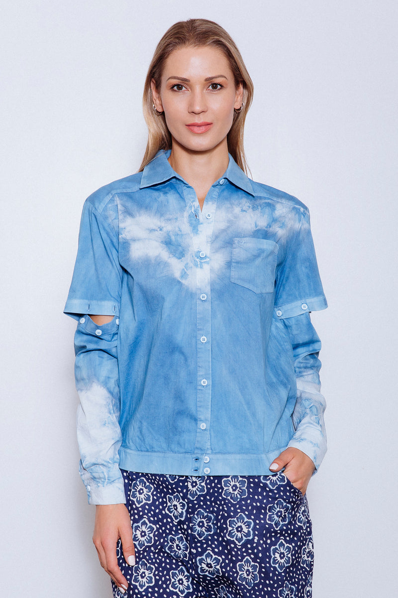CASSID-ECOD Upcycled Eco-Dye 2-way Cassidy Shirt, Indigo