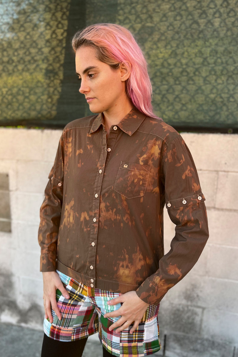 CASSID-RVSD Upcycled Overdyed 2-way Cassidy Shirt, Choco Crystal