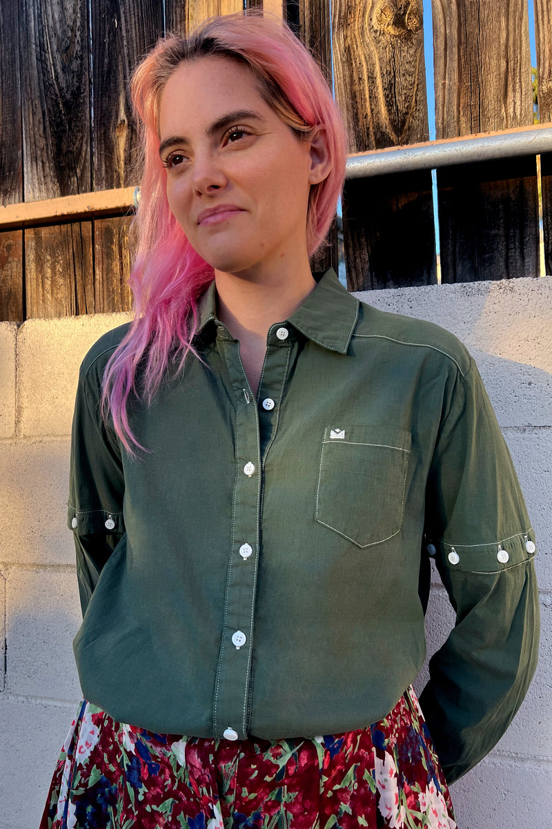 CASSID-OVRD Upcycled Overdyed 2-way Cassidy Shirt, Forest