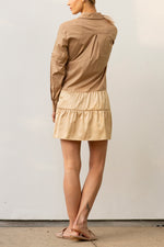 Cassimer Convertible Shirt Dress, Khaki/Gold