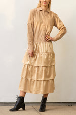 Cassimer Convertible Shirt Dress, Khaki/Gold