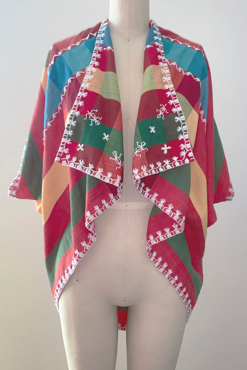 Charisse Zero-Waste Cocoon Jacket, Red/Wht