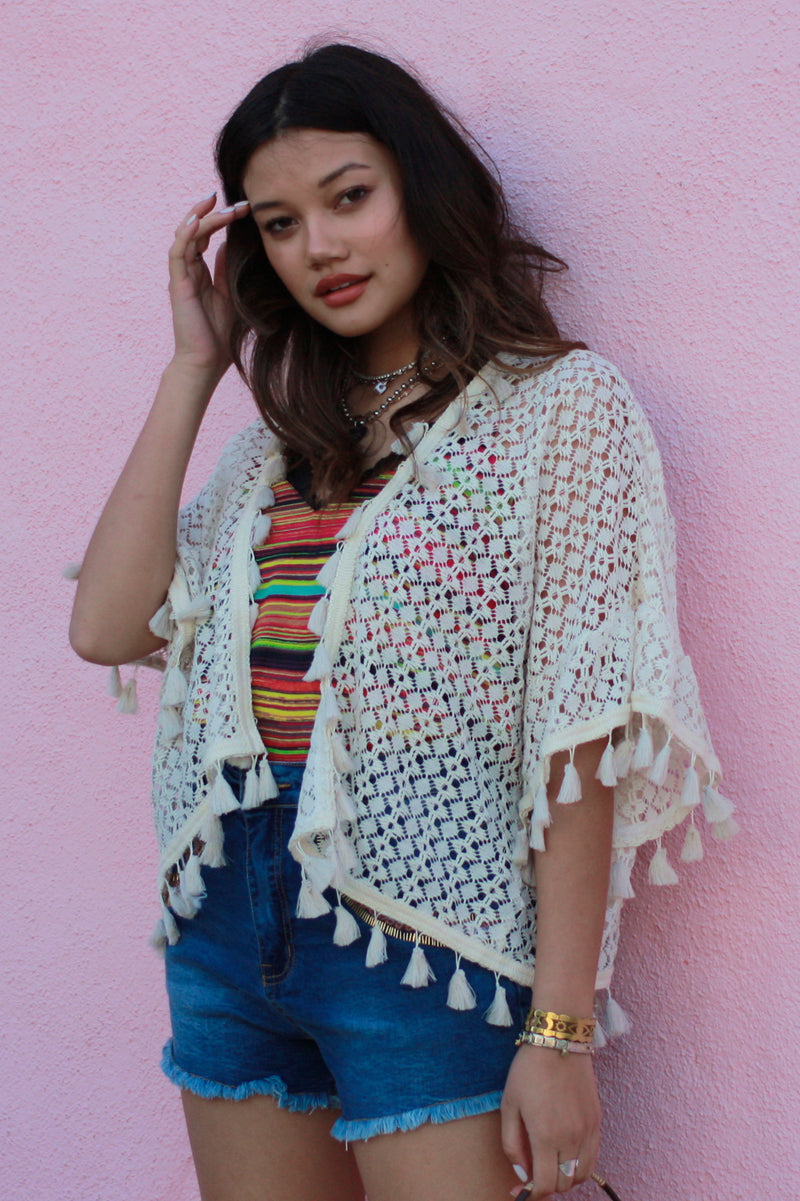 Chloe Crochet Artisan Cardigan, Turtle