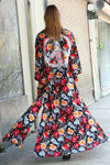 Christine Upcycled Hand-Painted Maxi Shirt Dress, Vibrant Floral