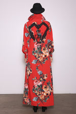 Christine Upcycled Hand-Painted Maxi Shirt Dress, Majestic Rose