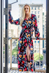 Christine Upcycled Hand-Painted Maxi Shirt Dress, Vibrant Floral