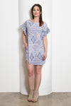 Cheryl Ballet Neck Shift Tunic Dress, Ikat Print