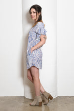 Cheryl Ballet Neck Shift Tunic Dress, Ikat Print