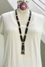 Dahel Tribal Beaded Necklace, Dk Brown