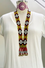 Dulay Tribal Beaded Necklace, Yellow/Red/Black