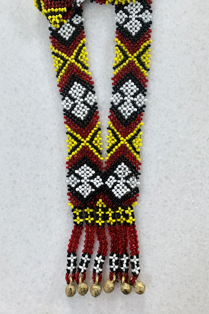 Dulay Tribal Beaded Necklace, Yellow/Red/Black