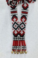 Dulay Tribal Beaded Necklace, White/Red/Black