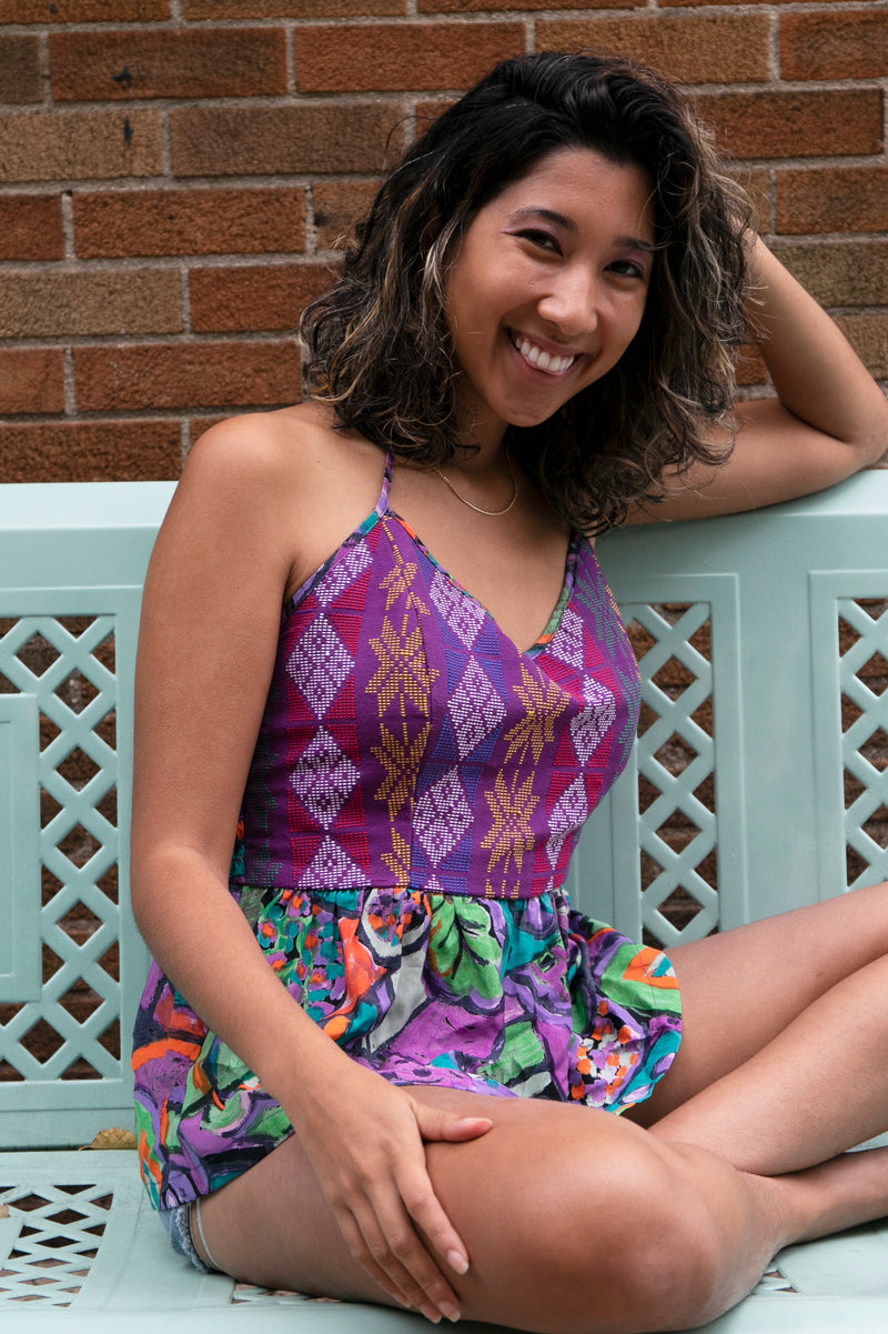 Kailani Peplum Top, Indigenous Handwoven, Purple