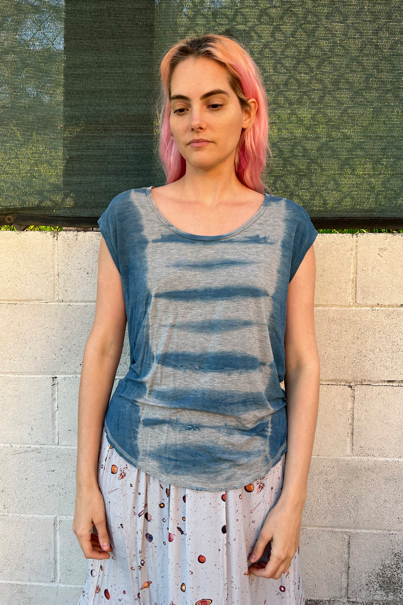 Katey-EcoD KINdom x THAMOG Eco Dye Top, Indigo Ladder