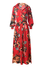 Christine Upcycled Hand-Painted Maxi Shirt Dress, Majestic Rose
