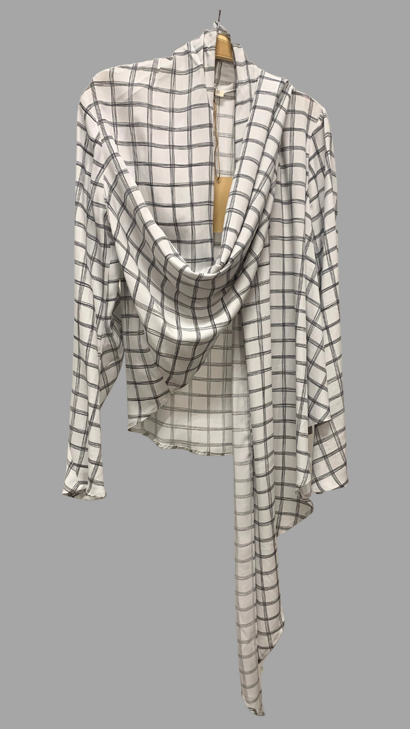 Liv 4-way Convertible Top/Cardi, Wht/Blk Paris Plaid