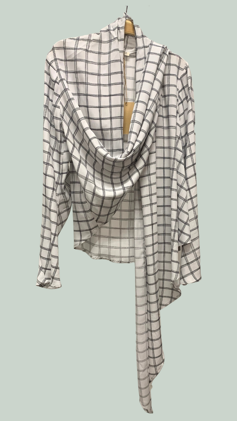 Liv 4-way Convertible Top/Cardi, Wht/Blk Paris Plaid
