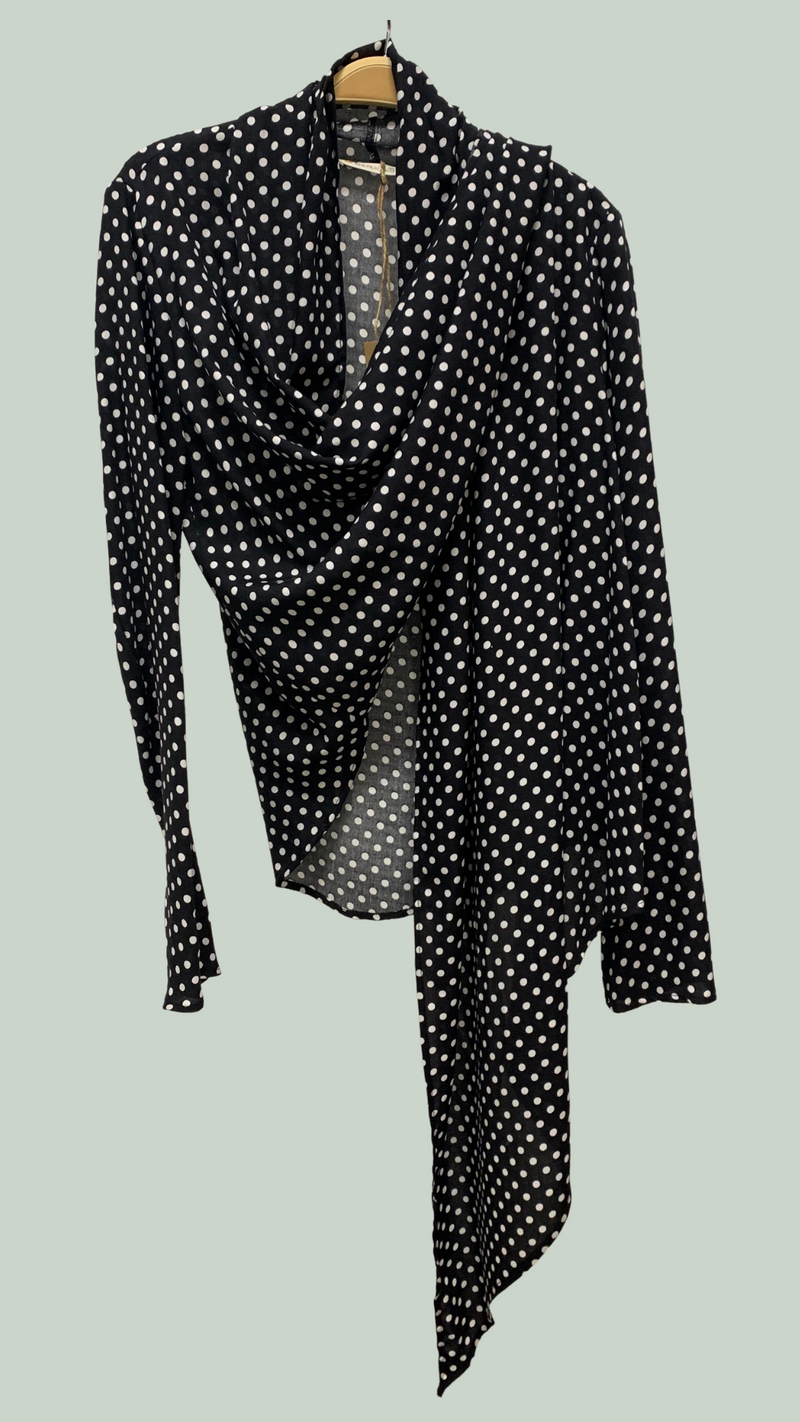 Liv 4-way Convertible Top/Cardi, Blk/Wht Retro Dots