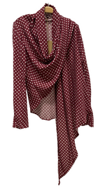 Liv 4-way Convertible Top/Cardi, Maroon/Wht Retro Dots