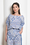 Lina Foldover Origami Sleeve Top, Ikat Print