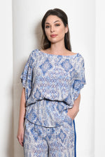 Lina Foldover Origami Sleeve Top, Ikat Print