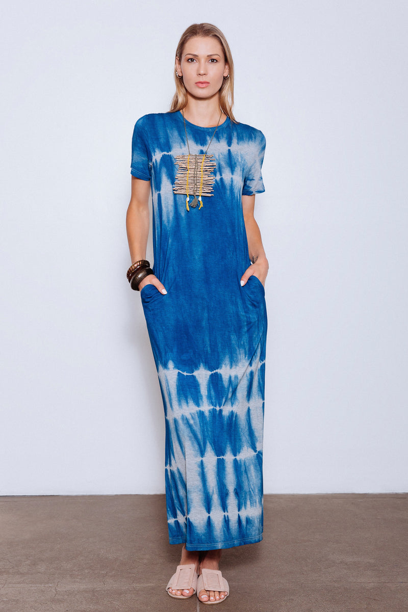 MADI-ECOD Upcycled Eco-Dye Column Dress, Indigo