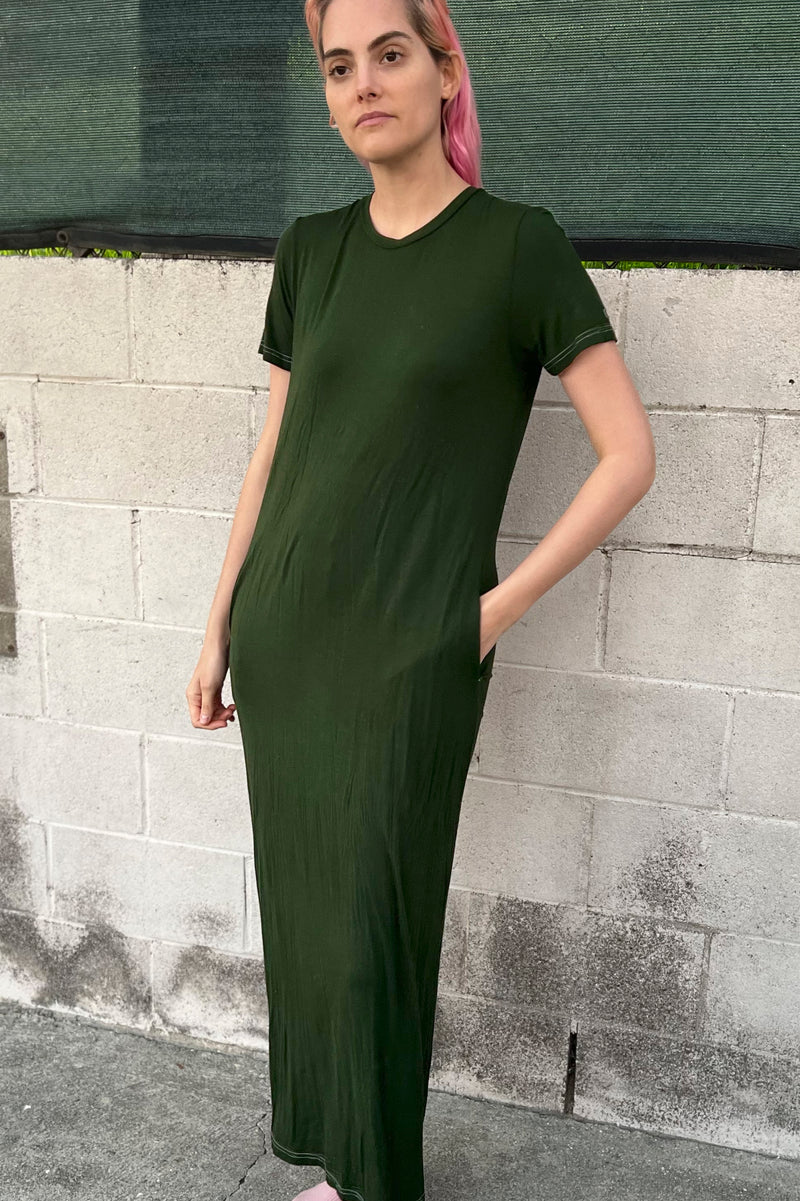 MADI-OVRD KINdom x Suay Upcycled Overdyed Column Dress, Forest