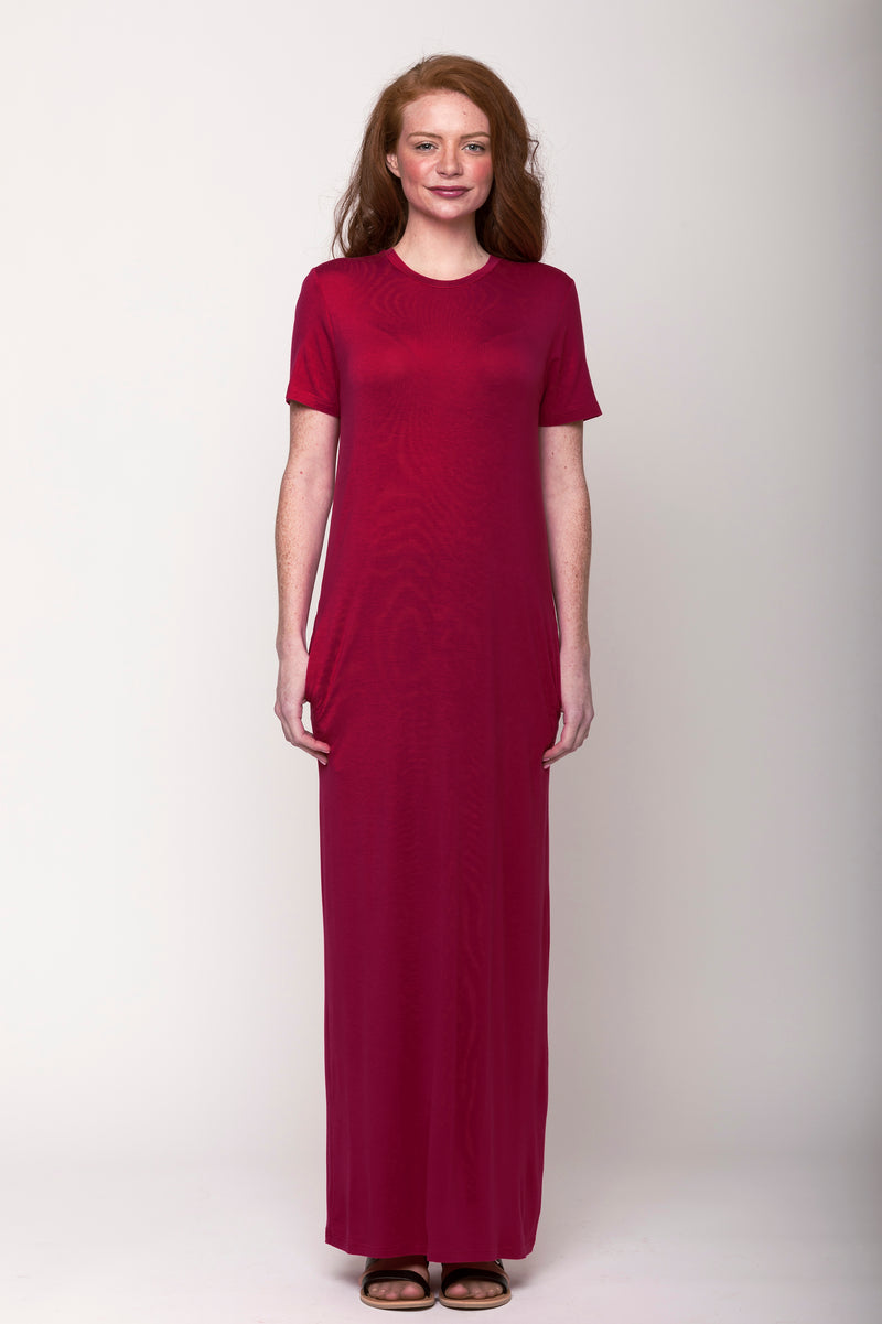 MADI-OVRD KINdom x Suay Upcycled Overdyed Column Dress, Wine