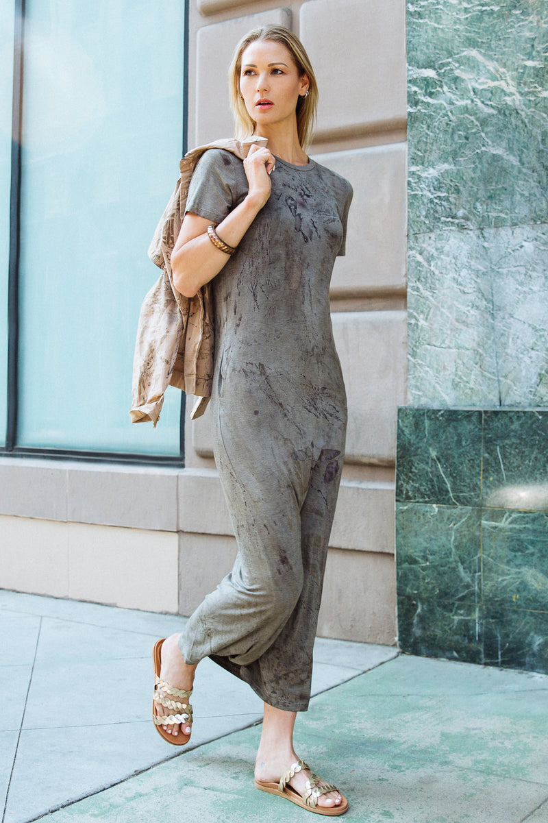 MADI-ECOP KINdom x ACM Upcycled Eco-Print Column Dress, Grey