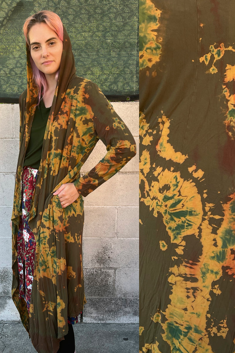 Trish-EcoD Upcycled Maxi Cardigan, Olive/Amber Camo