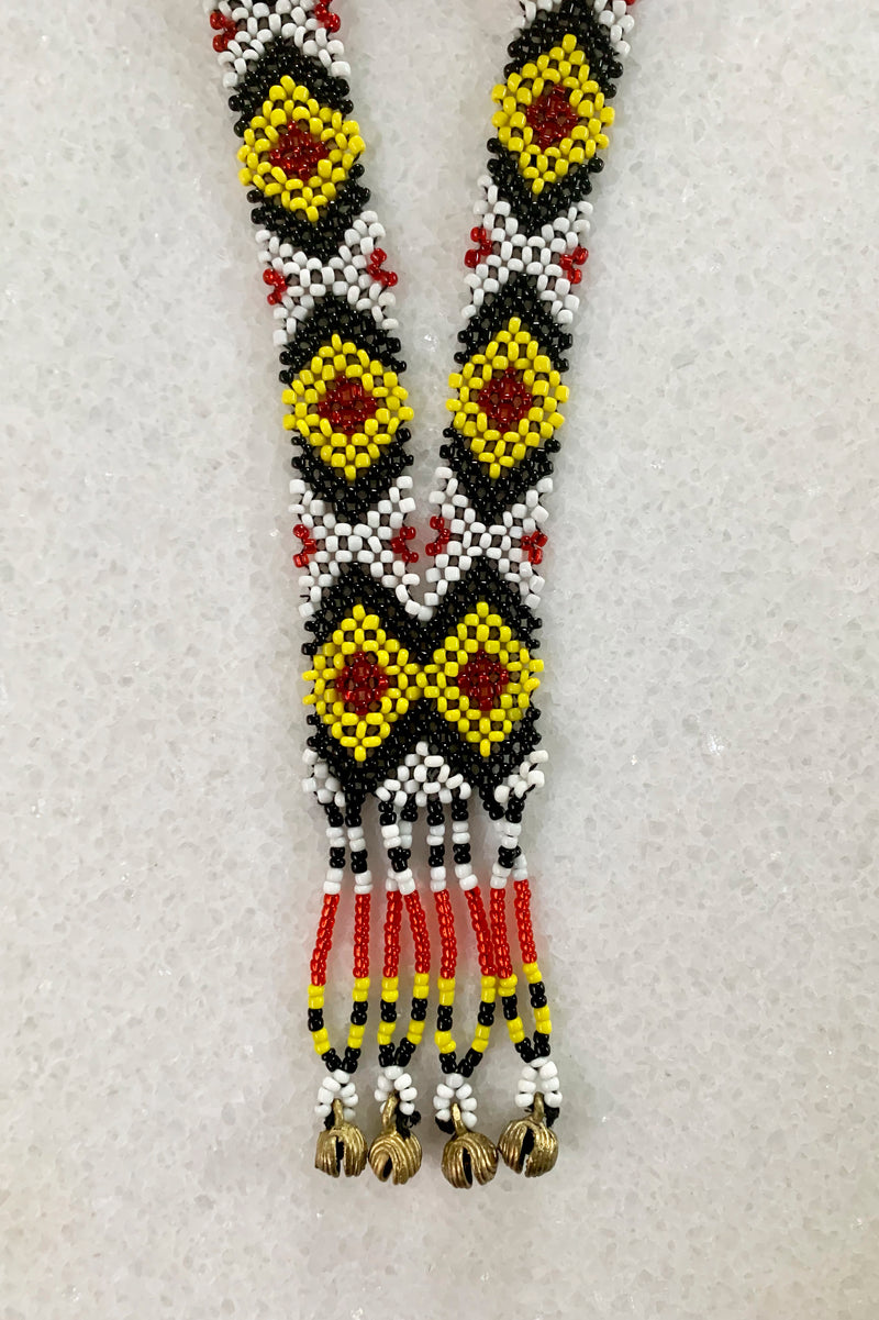 Todi Tribal Beaded Necklace, Black/Yellow