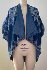 Virgie Zero-Waste Reversible Cocoon Jacket, Blue-Wht