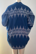 Virgie Zero-Waste Reversible Cocoon Jacket, Blue-Wht
